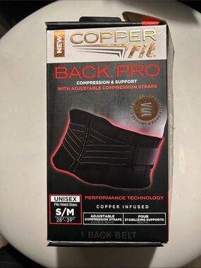 Copper Fit Back Pro Compression Support Belt - Black (S/M)
